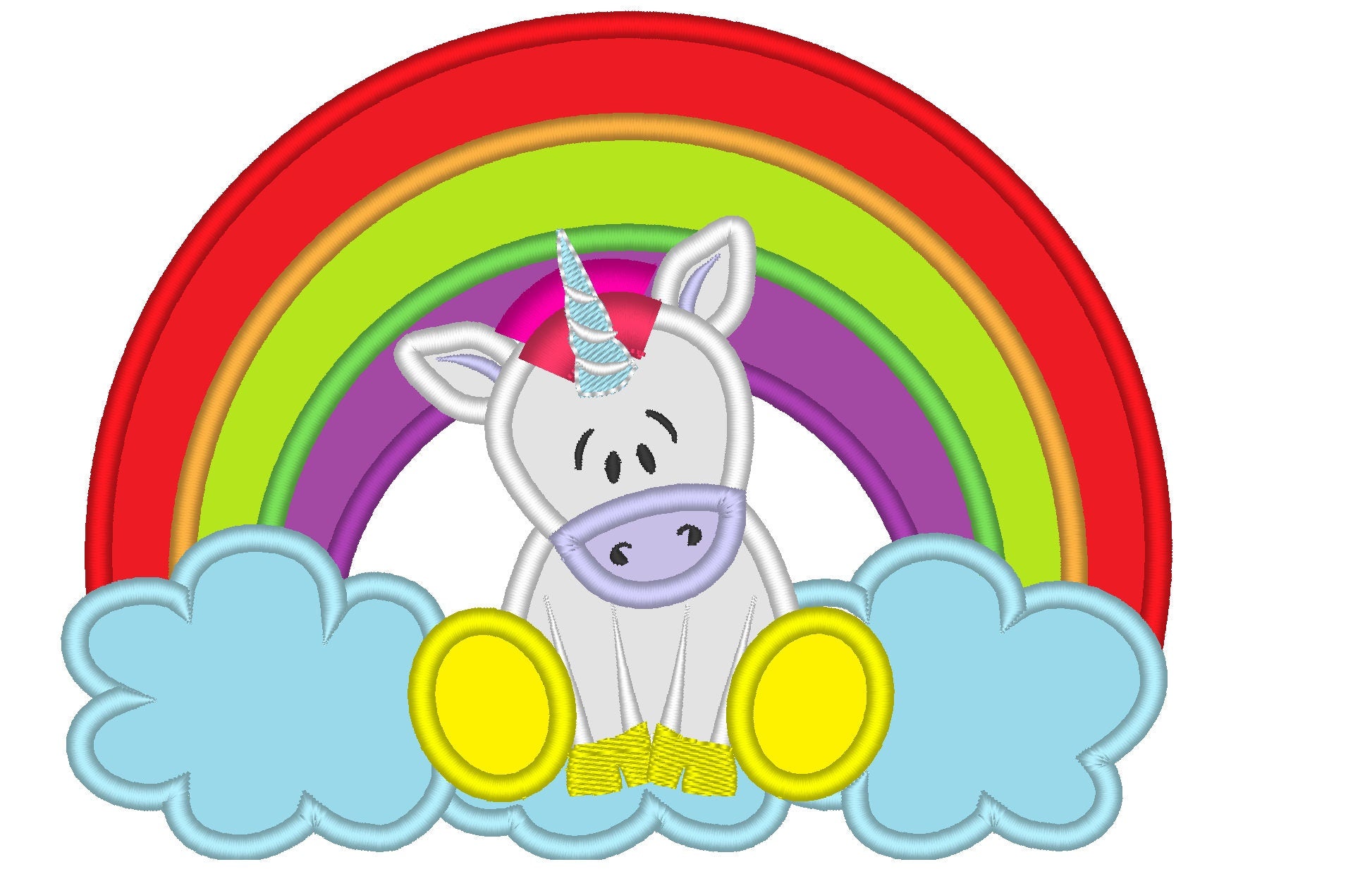 Unicorn on Rainbow Applique Embroidery 6" 7" 8" 5" 10" | PES DST JEF | Artapli