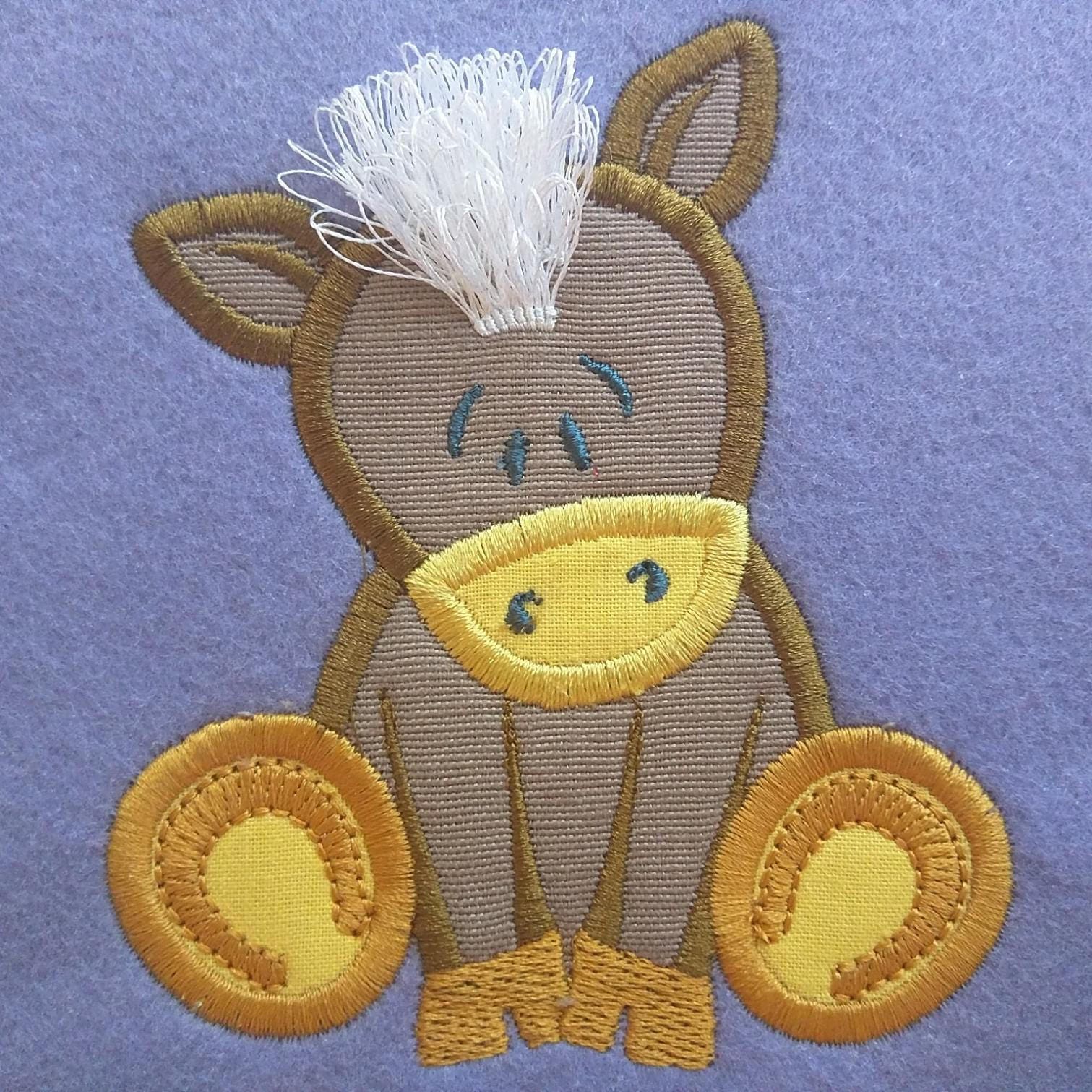 Little horse  Fringed hair Embroidery 3.5" 4" 5" 5.5" 7" | Chenille PES DST JEF | Artapli