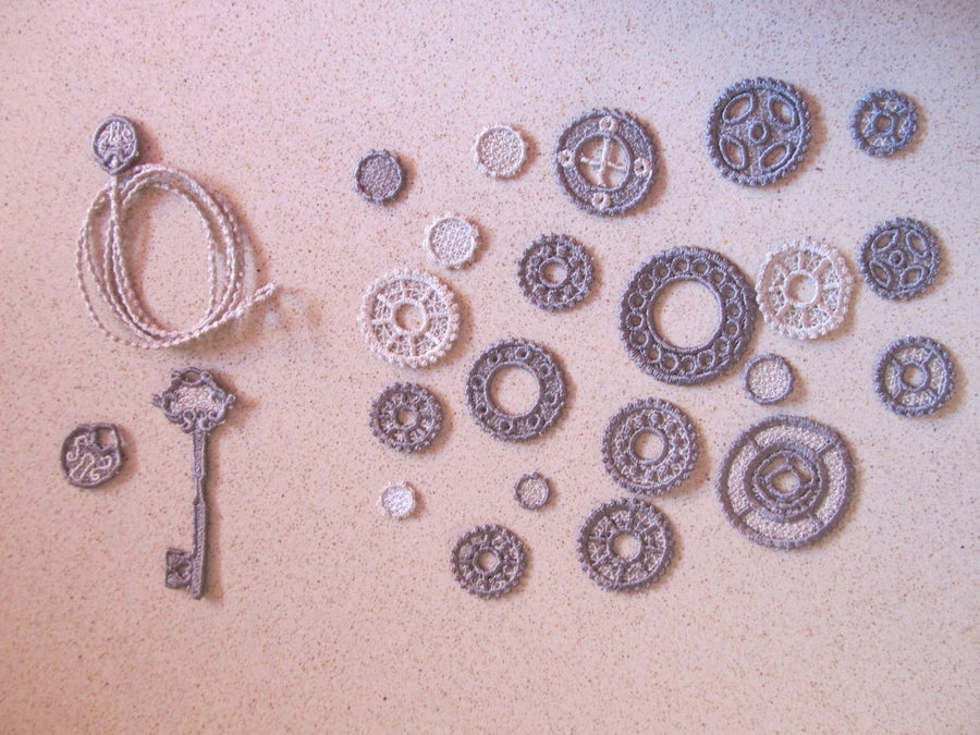 Gear Set steam punk skeleton key FSL Freestanding Lace bracelet machine embroidery designs