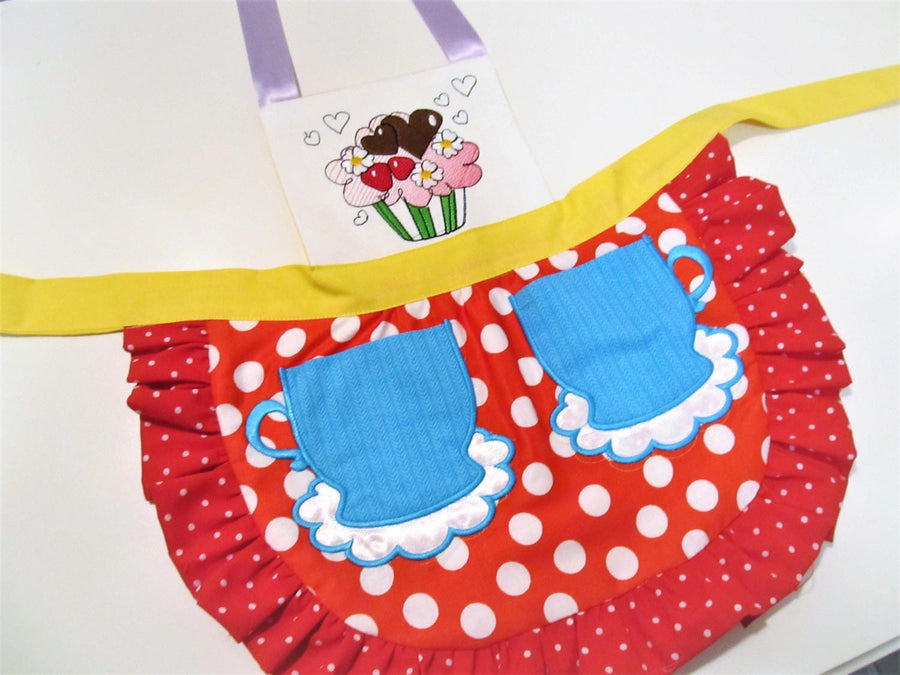 Real Kids Apron with Teacup Pocket Embroidery 4" 4.5" 5" 6" 7" | PES DST JEF | Artapli