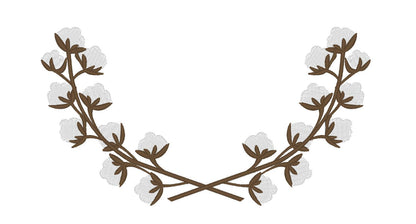 Cotton Branch floral wreath Monogram floral frame fill stitch machine embroidery designs 