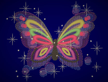 Galaxy butterfly , sparkling stars butterfly  embroidery designs, rainbow embroidery, rainbow designs, butterfly embroidery 4x4 and 5x7