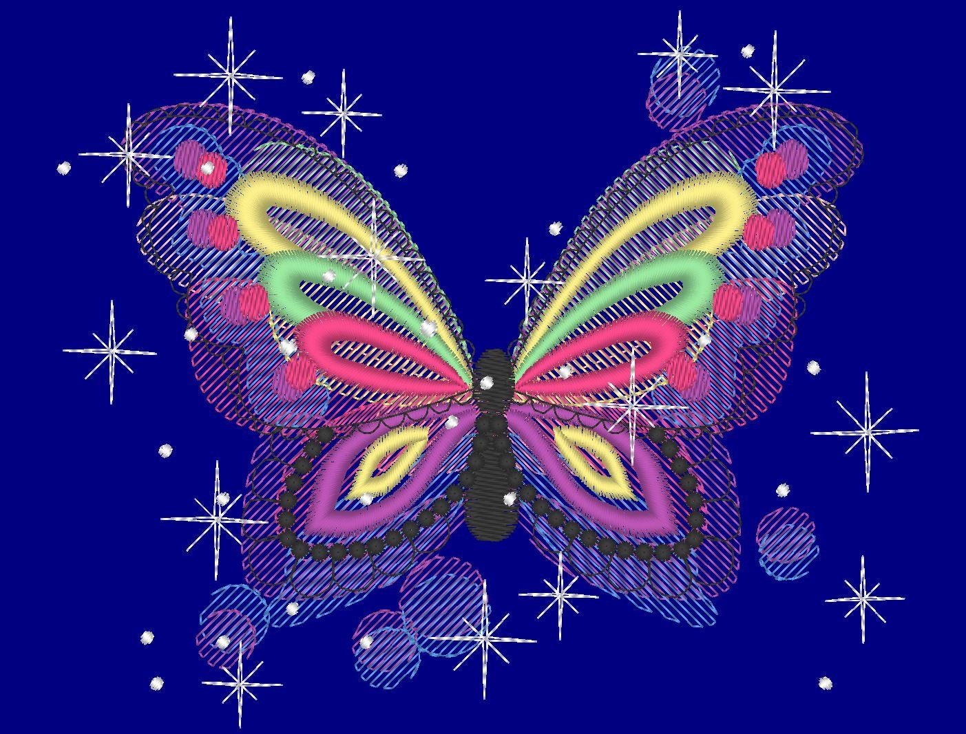 Galaxy butterfly , sparkling stars butterfly  embroidery designs, rainbow embroidery, rainbow designs, butterfly embroidery 4x4 and 5x7