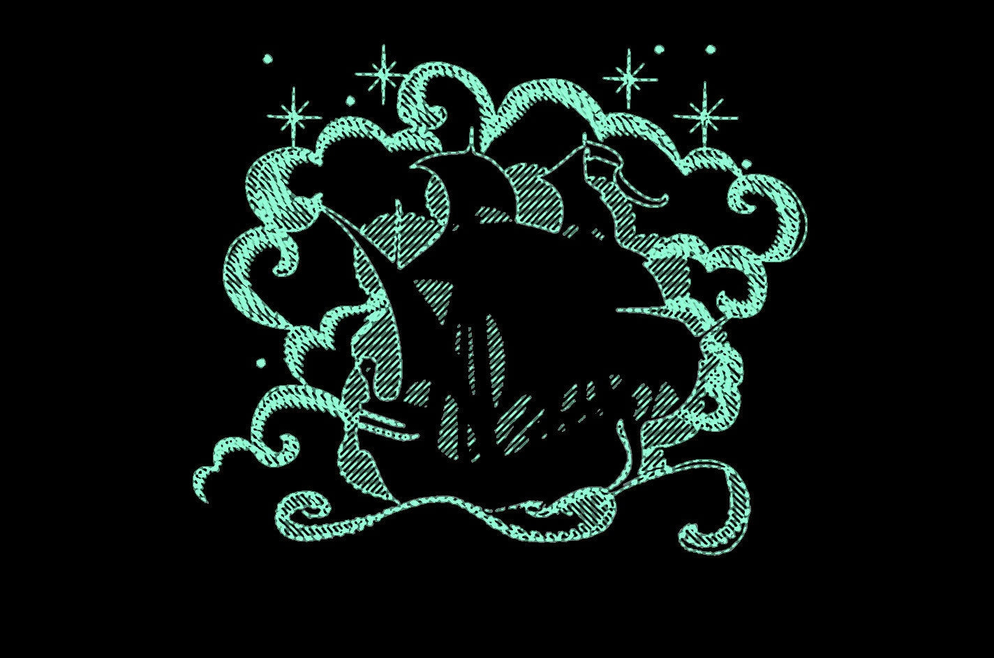 Magic Pirate Ship Machine Embroidery 2" 2.5" 3" 3.5" 4" 5" | PES DST JEF | Artapli