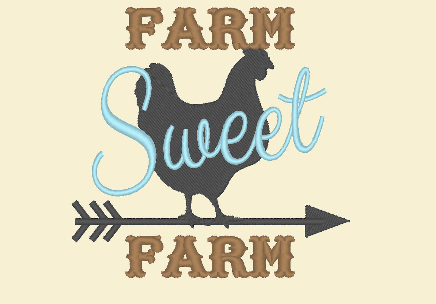 Farm Sweet Farm Saying and Chicken