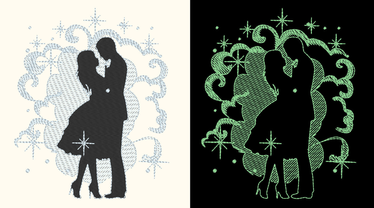 Magic Romantic Couple Machine Embroidery 4" 5.5" 7" 5" | PES DST JEF | Artapli