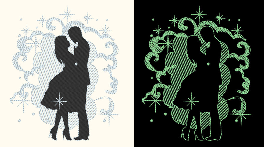 Magic Romantic Couple Machine Embroidery 4" 5.5" 7" 5" | PES DST JEF | Artapli