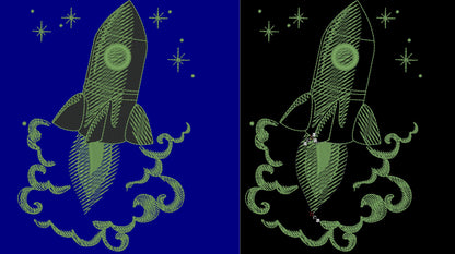 Magic Rocket Glow in the dark Machine Embroidery 4" 5.5" 7" 5" | PES DST JEF | Artapli
