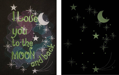 I love you to the moon and back / Glow in the Machine Embroidery 4" 5" 7" | PES DST JEF | Artapli
