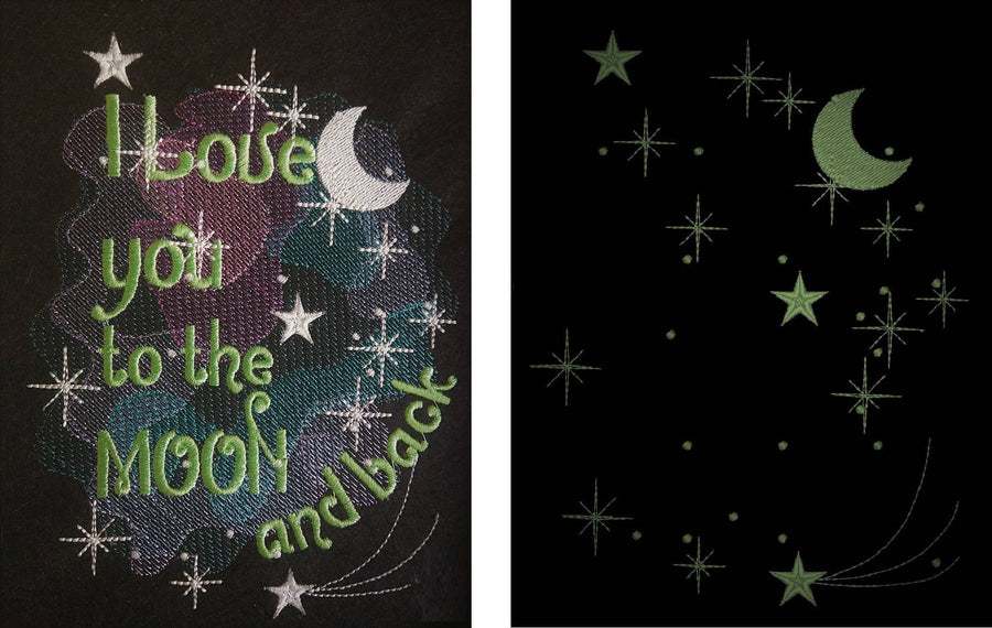 I love you to the moon and back / Glow in the Machine Embroidery 4" 5" 7" | PES DST JEF | Artapli
