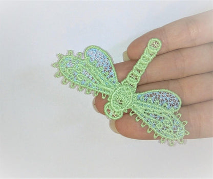 Dragonfly FSL Freestanding lace machine embroidery designs hoop 4x4 girls hairclip embellishment
