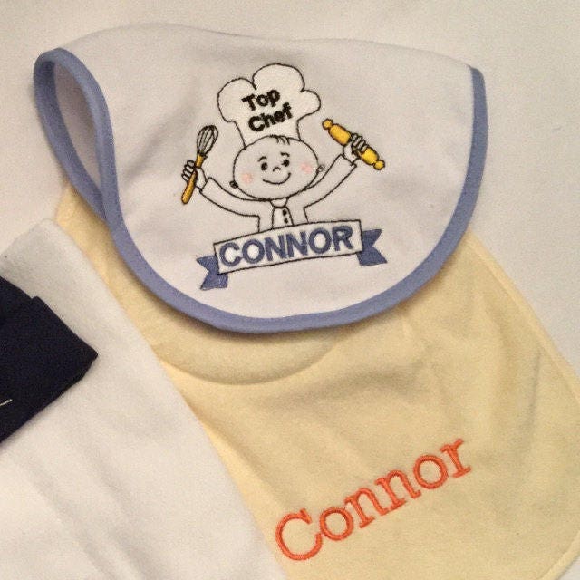 Little Chef cook boy and girl banner frame set machine embroidery designs