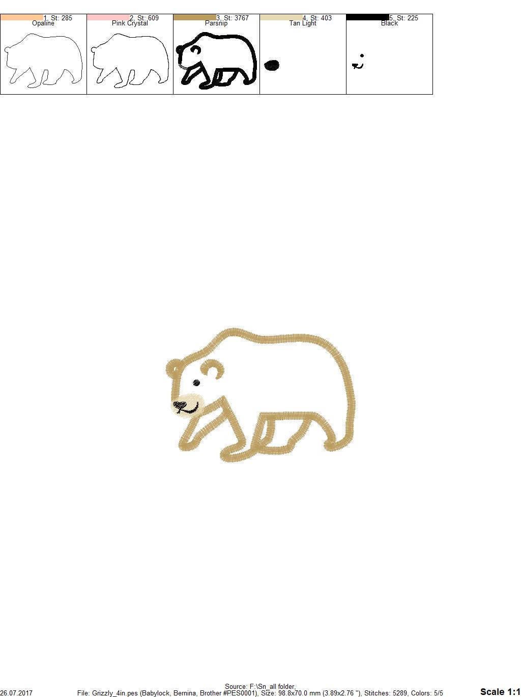 Wild Bear Applique – Animal machine embroidery design by Artapli