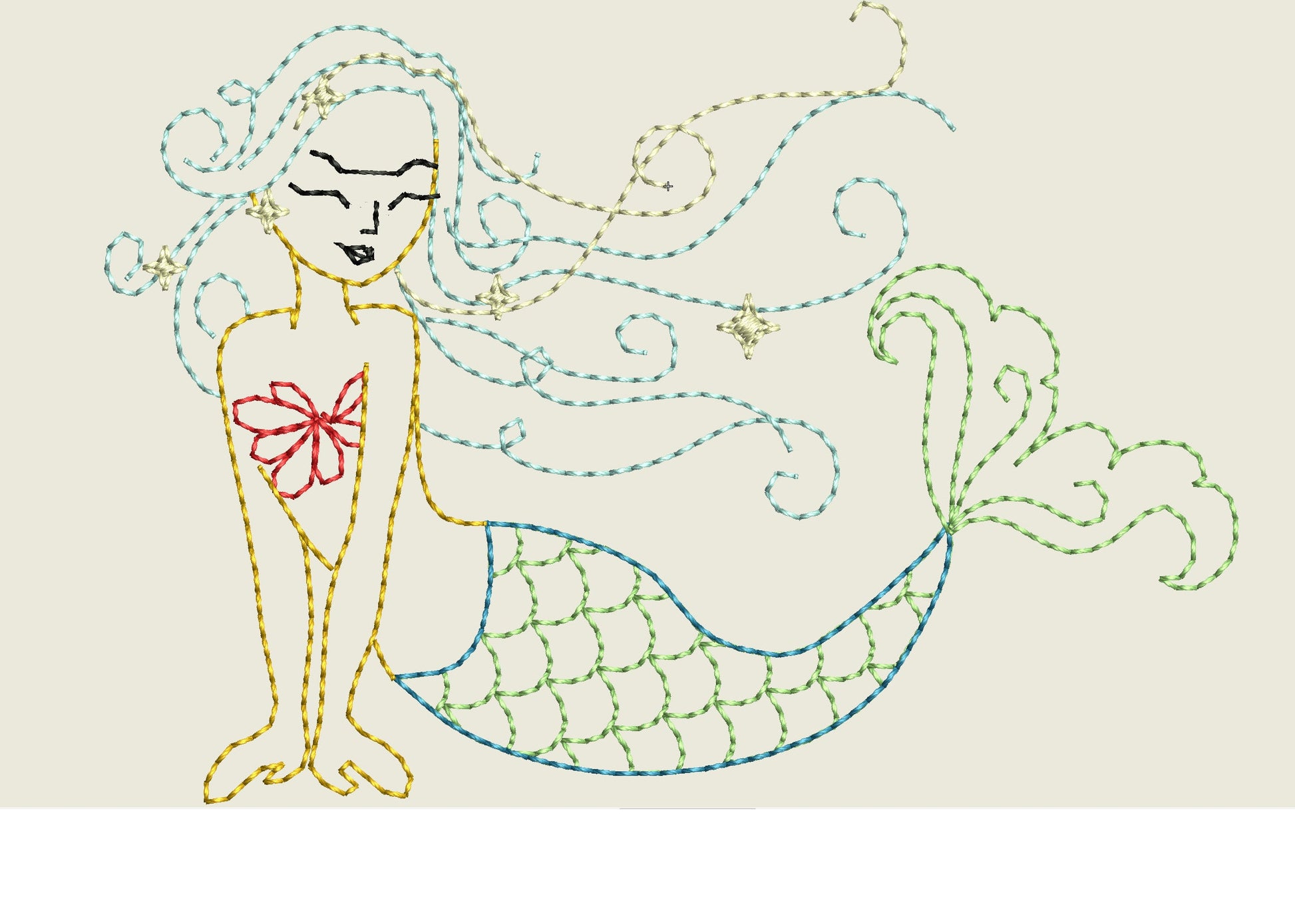 Mermaid Sketch Stitch Outline
