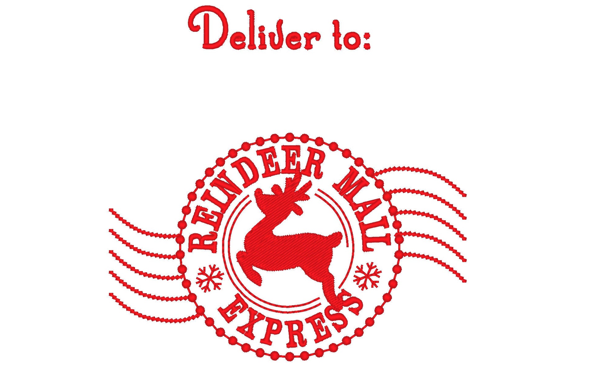 Reindeer mail express Set of 3 types Christmas sack stamp machine embroidery designs