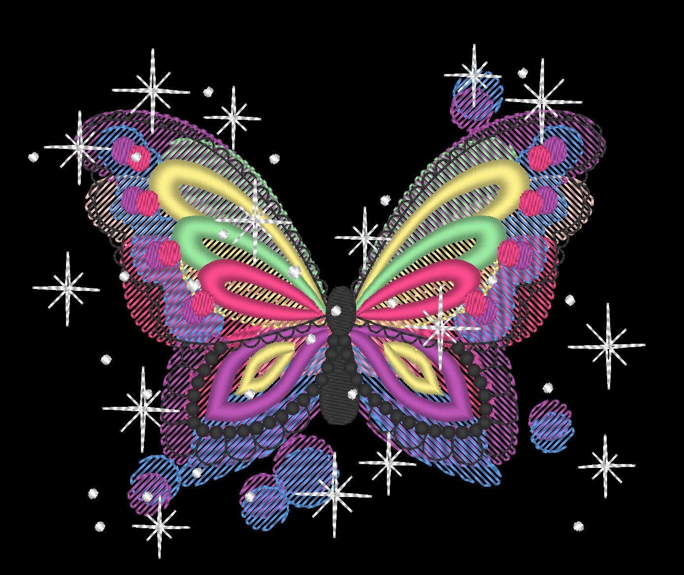 Galaxy butterfly , sparkling stars butterfly  embroidery designs, rainbow embroidery, rainbow designs, butterfly embroidery 4x4 and 5x7