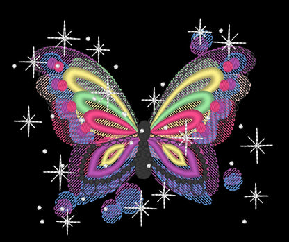 Galaxy butterfly , sparkling stars butterfly  embroidery designs, rainbow embroidery, rainbow designs, butterfly embroidery 4x4 and 5x7