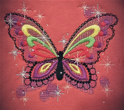 Galaxy butterfly , sparkling stars butterfly  embroidery designs, rainbow embroidery, rainbow designs, butterfly embroidery 4x4 and 5x7