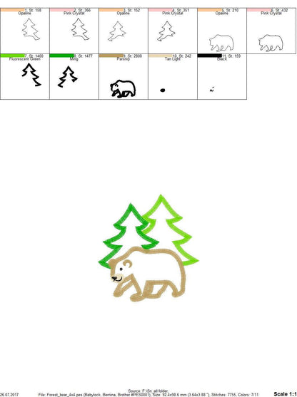 Forest Bear Applique machine embroidery designs wild animal woodland