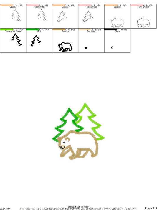 Forest Bear Applique machine embroidery designs wild animal woodland