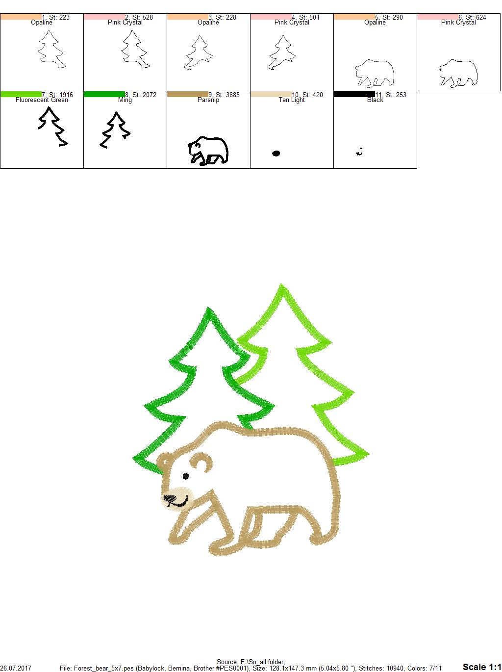 Forest Bear Applique machine embroidery designs wild animal woodland