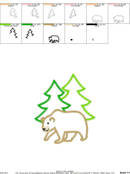 Forest Bear Applique machine embroidery designs wild animal woodland