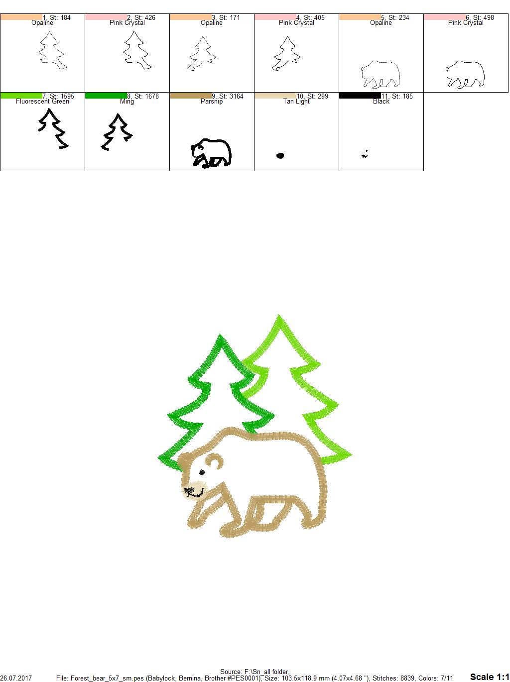 Forest Bear Applique machine embroidery designs wild animal woodland