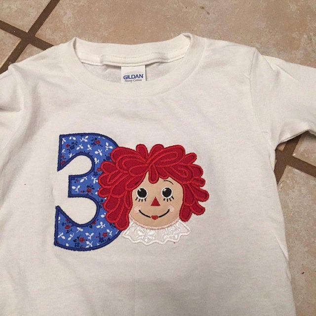 Raggedy Ann vintage doll looped hairs Applique machine embroidery designs