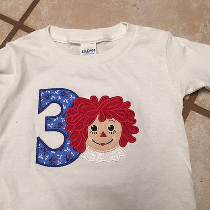 Raggedy Ann vintage doll looped hairs Applique machine embroidery designs