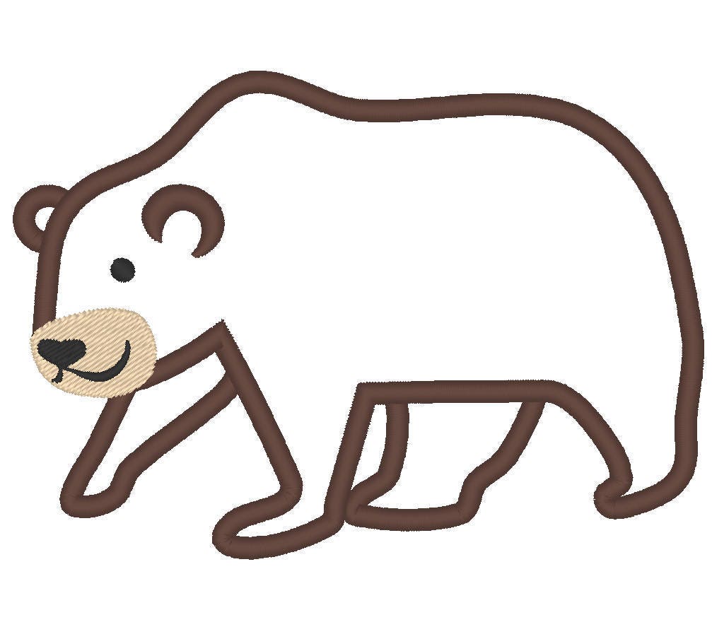 Wild Bear Applique Embroidery 3" 3.5" 4" 4.5" 5" 6" | PES DST JEF | Artapli