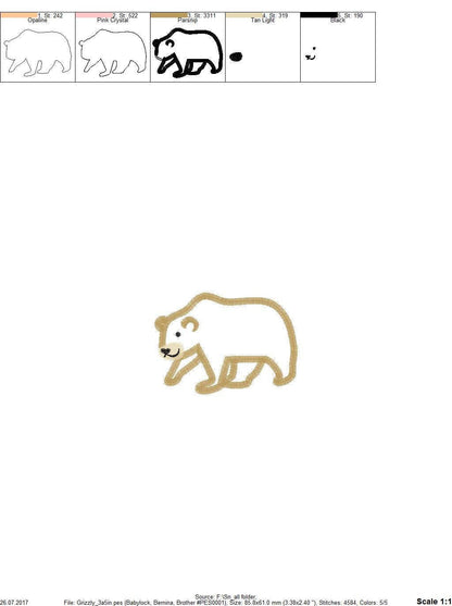 Wild Bear Applique – Sizes 3" 3.5" 4" 4.5" 5" 6" Digital Embroidery File | Artapli