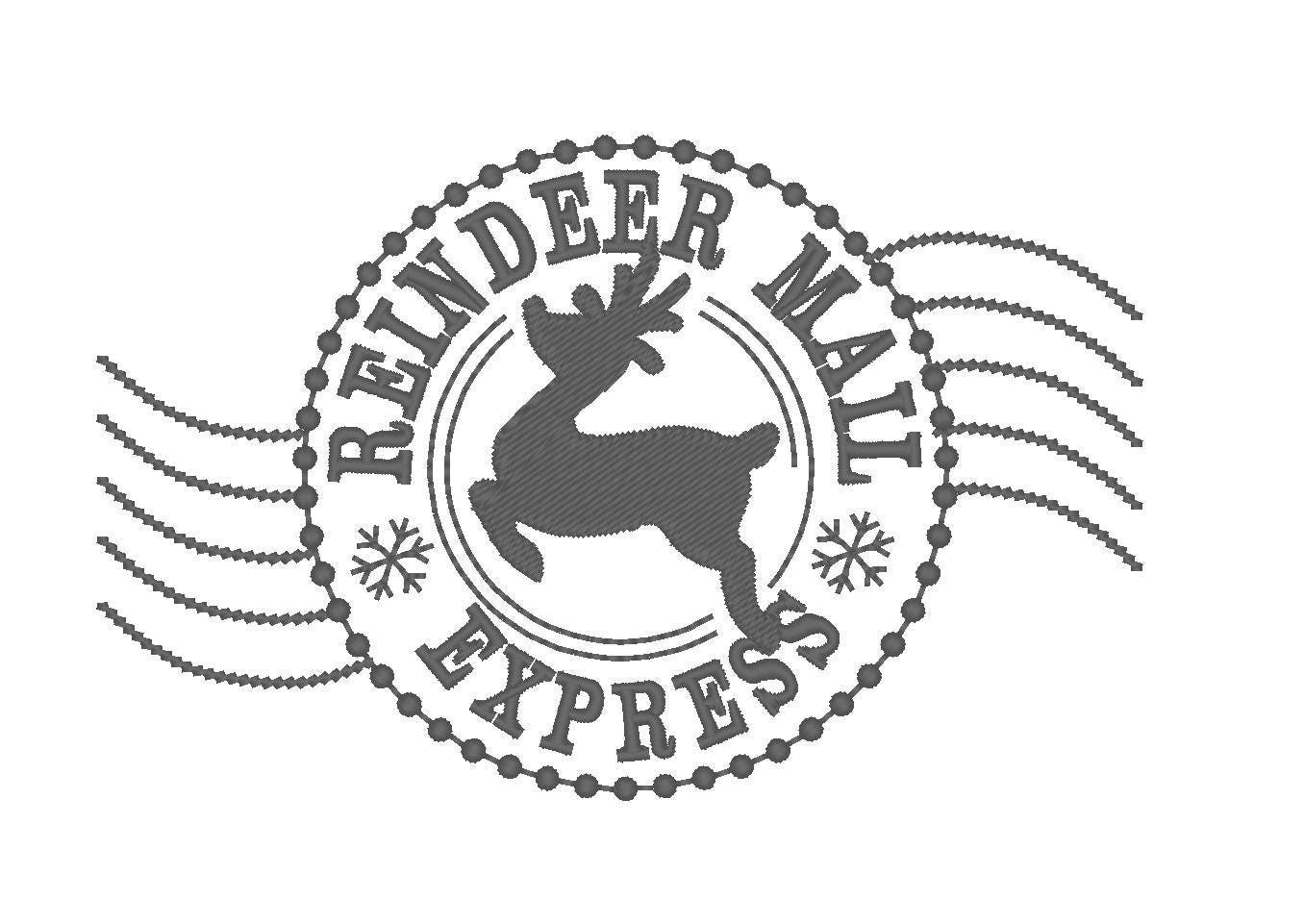 Reindeer mail express Set of 3 types Christmas sack stamp machine embroidery designs