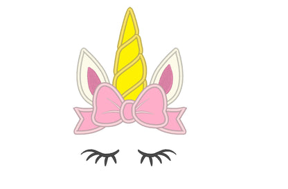 Unicorn Head with Bow Applique - image 1