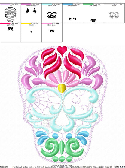 Sugar Skull calavera feltie mini machine embroidery designs felt outline
