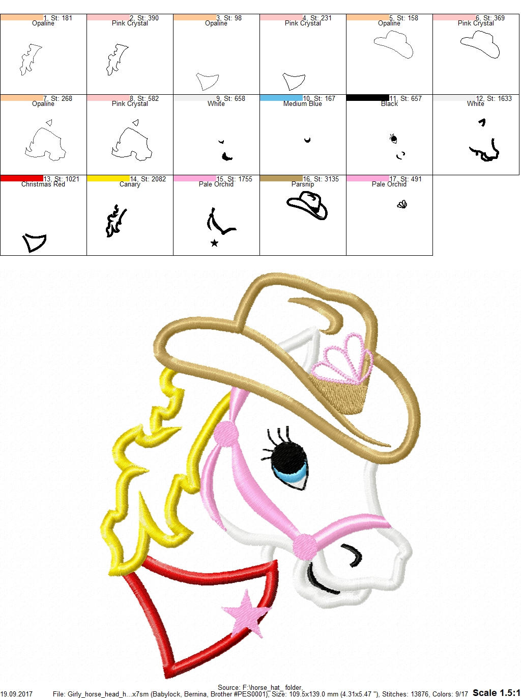 Horse with Cowboy Hat and Bandanna – Cowboy embroidery design by Artapli