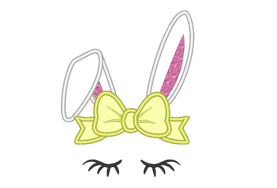 Peeking Bunny face, Bunny head ears with big bow crown applique machine embroidery designs applique Easter bunny embroidery INSTANT DOWNLOAD