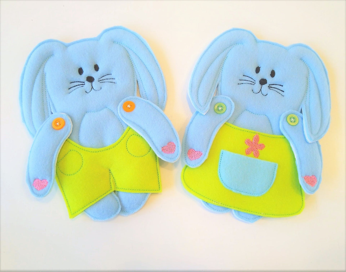 Paper-doll Bunny and Clothing ITH – Bunny machine embroidery design by Artapli