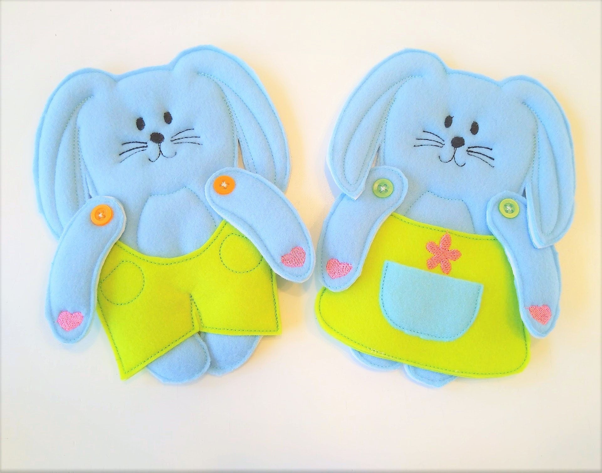 Paper-doll Bunny and Clothing ITH – Bunny machine embroidery design by Artapli