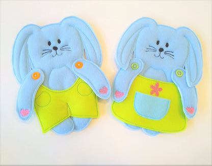 Paper-doll Bunny and Clothing ITH – Bunny machine embroidery design by Artapli