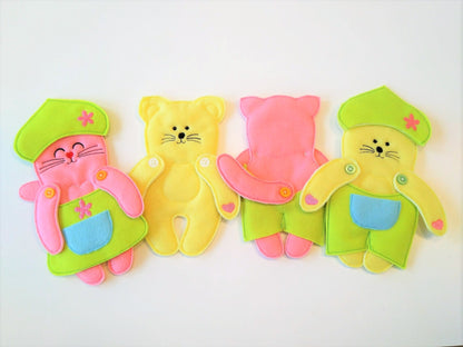 Paper Doll Cat and Clothing ITH Embroidery 5" 7" | PES DST JEF | Artapli