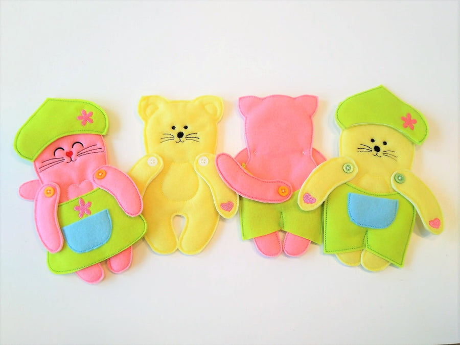 Paper Doll Cat and Clothing ITH Embroidery 5" 7" | PES DST JEF | Artapli