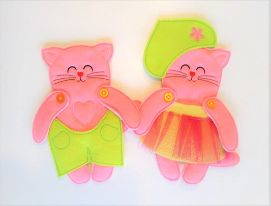 Paper Doll Cat and Clothing ITH – Instant Download | Artapli