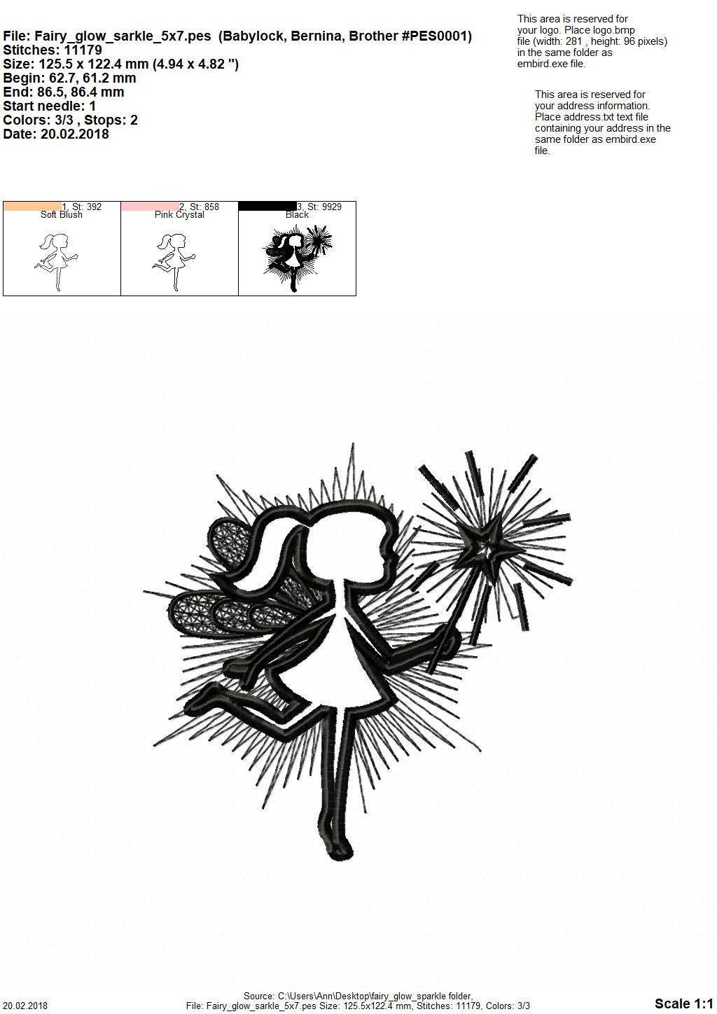 Glow Tooth Fairy / Glow in the dark – Fairy embroidery design by Artapli