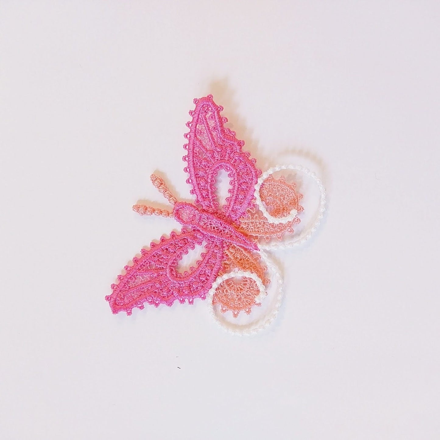 Butterfly Dimensional, colorful for kids clothing FSL, Free standing lace embroidery design in the hoop ITH embroidery 4x4 and 5x7