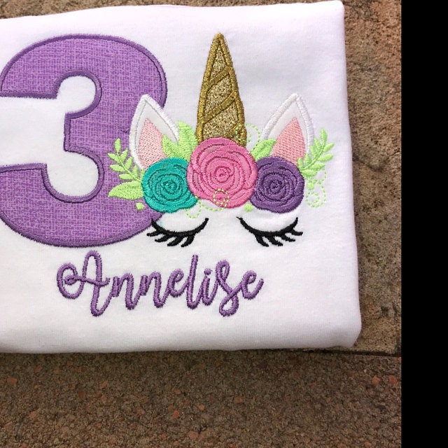 Pretty eyes Unicorn face shabby chic rose crown applique machine embroidery designs