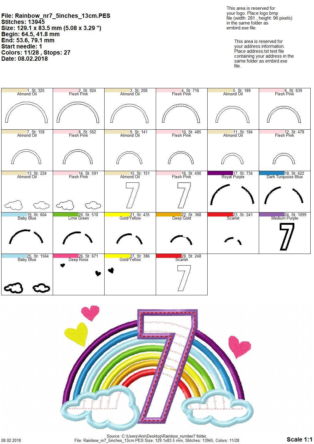 Rainbow Birthday Number 7 Seven