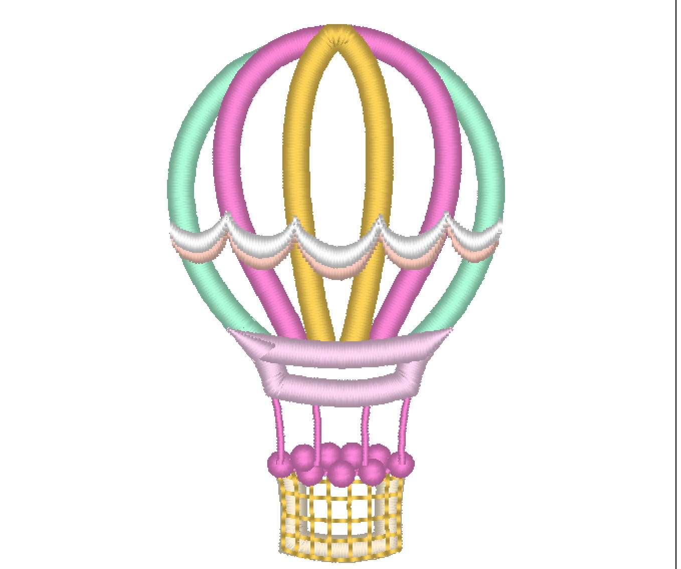 Hot Air Balloon Applique Embroidery 3.5" 4" 5" 6" 7" 10" | PES DST JEF | Artapli
