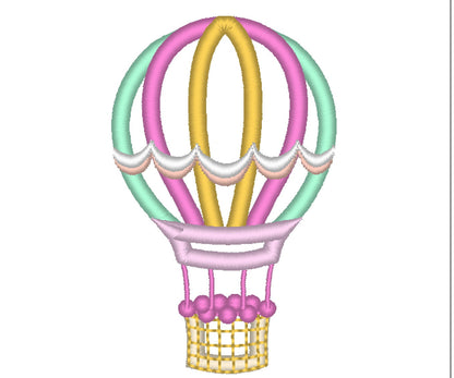 Hot Air Balloon Applique Embroidery 3.5" 4" 5" 6" 7" 10" | PES DST JEF | Artapli
