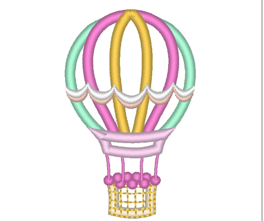Hot Air Balloon Applique Embroidery 3.5" 4" 5" 6" 7" 10" | PES DST JEF | Artapli