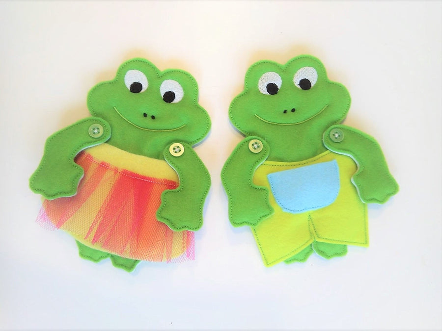 Paper Doll Frog and Clothing ITH Embroidery 7" 5" | PES DST JEF | Artapli